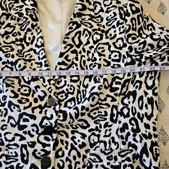 Linea Animal Print Cotton Blazer XL – 3/4 Sleeve Button Front Jacket Safari Chic - Picture 8 of 16